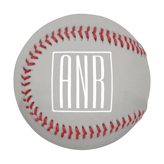 Initialmonogramm | Weiß auf hellgrau Baseball (Vorderseite Links)