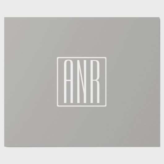 Initialmonogramm | Weiß auf hellgrau Geschenkpapier (Flach)