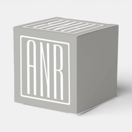 Initialmonogramm | Weiß auf hellgrau Geschenkschachtel (Rückseite)