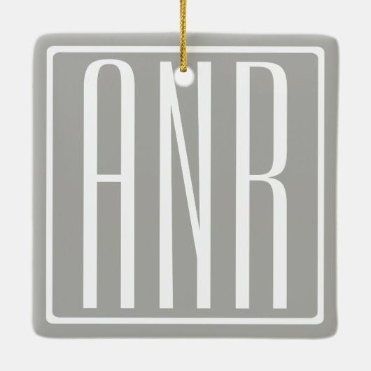 Initialmonogramm | Weiß auf hellgrau Keramikornament (Rückseite)