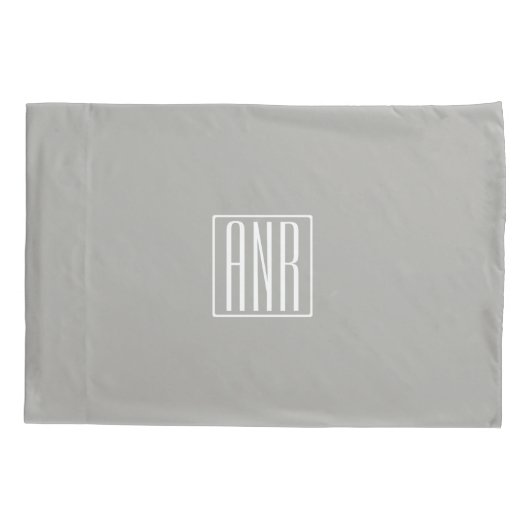 Initialmonogramm | Weiß auf hellgrau Kissenbezug (Rückseite)