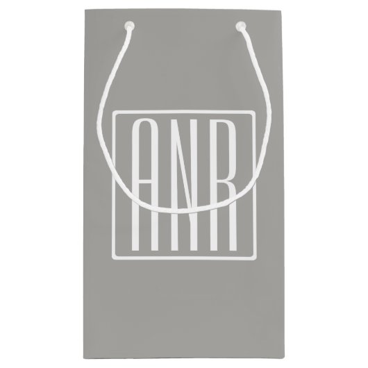 Initialmonogramm | Weiß auf hellgrau Kleine Geschenktüte (Rückseite)
