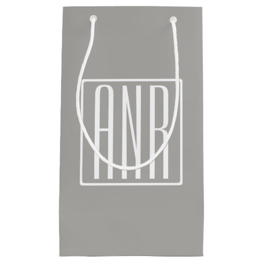 Initialmonogramm | Weiß auf hellgrau Kleine Geschenktüte (Vorderseite)