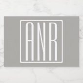 Initialmonogramm | Weiß auf hellgrau Lebensmitteletikett (Einzelnes Label)