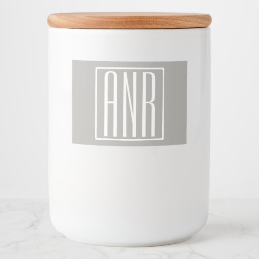 Initialmonogramm | Weiß auf hellgrau Lebensmitteletikett (Vorderseite)