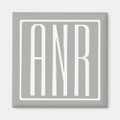 Initialmonogramm | Weiß auf hellgrau Magnet (Vorne)