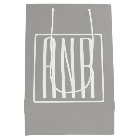 Initialmonogramm | Weiß auf hellgrau Mittlere Geschenktüte (Rückseite)