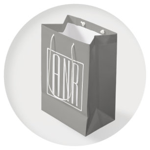 Initialmonogramm   Weiß auf hellgrau Mittlere Geschenktüte