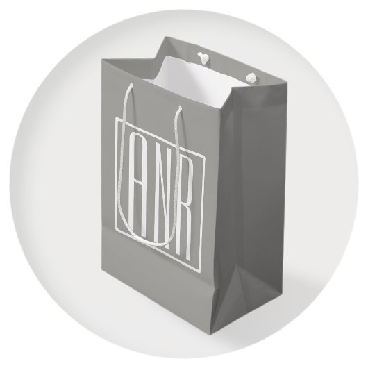 Initialmonogramm | Weiß auf hellgrau Mittlere Geschenktüte