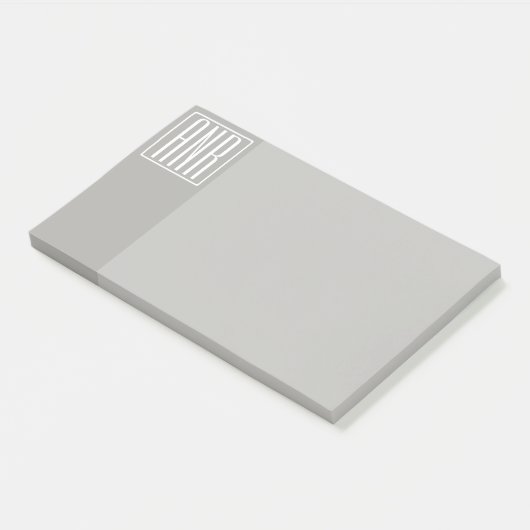 Initialmonogramm | Weiß auf hellgrau Post-it Klebezettel (angewinkelt)