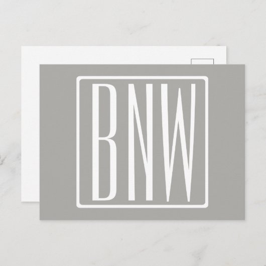 Initialmonogramm | Weiß auf hellgrau Postkarte (Vorne/Hinten)