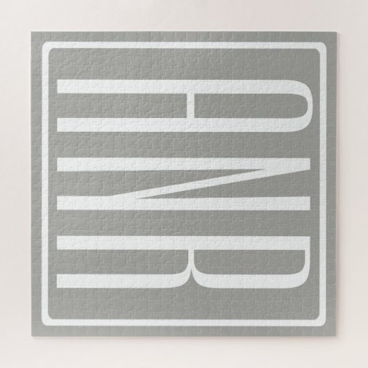Initialmonogramm | Weiß auf hellgrau Puzzle (Horizontal)