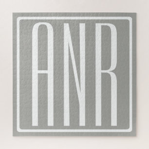 Initialmonogramm   Weiß auf hellgrau Puzzle