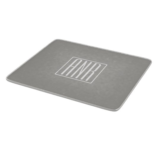 Initialmonogramm | Weiß auf hellgrau Schneidebrett (Ecke)