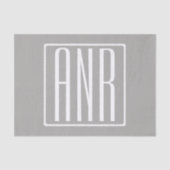 Initialmonogramm | Weiß auf hellgrau Seidenpapier (Vorderseite)