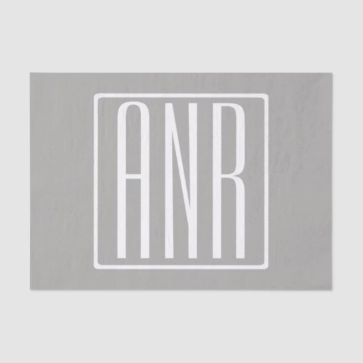 Initialmonogramm | Weiß auf hellgrau Seidenpapier (Vorderseite)