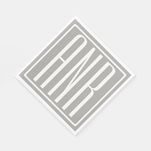 Initialmonogramm | Weiß auf hellgrau Serviette (Ecke)