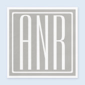 Initialmonogramm | Weiß auf hellgrau Serviette