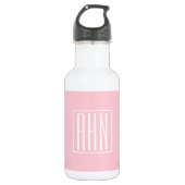 Initialmonogramm | Weiß auf hellrosa Edelstahlflasche (Vorderseite)