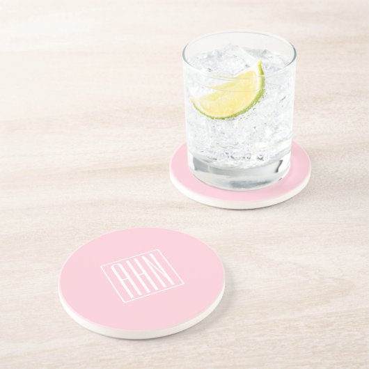 Initialmonogramm | Weiß auf hellrosa Getränkeuntersetzer (Seite)