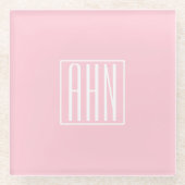 Initialmonogramm | Weiß auf hellrosa Glasuntersetzer (Vorderseite)