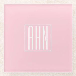 Initialmonogramm Weiß auf hellrosa Glasuntersetzer