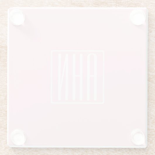 Initialmonogramm | Weiß auf hellrosa Glasuntersetzer (Rückseite)
