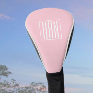 Initialmonogramm Weiß auf hellrosa Golf Headcover
