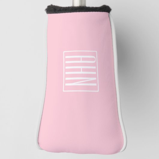 Initialmonogramm | Weiß auf hellrosa Golf Headcover (Rotieren 90)