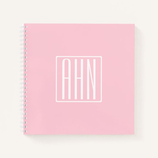 Initialmonogramm | Weiß auf hellrosa Notizblock (Vorderseite)