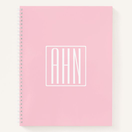 Initialmonogramm | Weiß auf hellrosa Notizblock (Vorderseite)