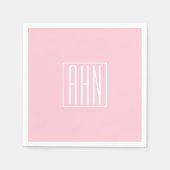 Initialmonogramm | Weiß auf hellrosa Serviette (Vorderseite)