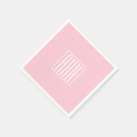Initialmonogramm | Weiß auf hellrosa Serviette (Ecke)