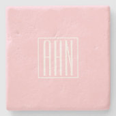 Initialmonogramm | Weiß auf hellrosa Steinuntersetzer (Vorderseite)