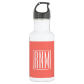 Initialmonogramm | Weiß auf Korallen Edelstahlflasche (Vorderseite)