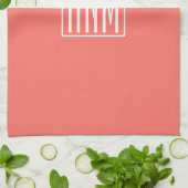 Initialmonogramm | Weiß auf Korallen Geschirrtuch (Gefaltet)