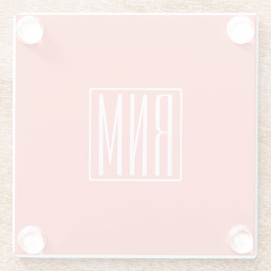 Initialmonogramm | Weiß auf Korallen Glasuntersetzer (Rückseite)