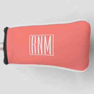 Initialmonogramm Weiß auf Korallen Golf Headcover
