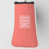 Initialmonogramm | Weiß auf Korallen Golf Headcover (Rotieren 90)
