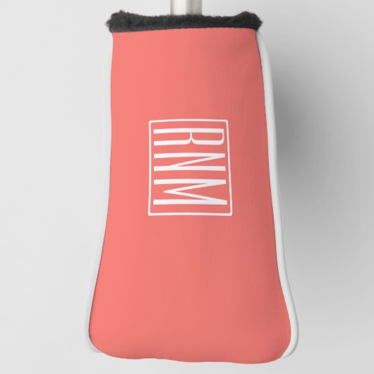 Initialmonogramm | Weiß auf Korallen Golf Headcover (Rotieren 90)