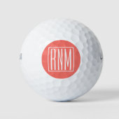 Initialmonogramm | Weiß auf Korallen Golfball (Vorderseite)