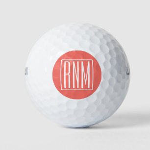 Initialmonogramm Weiß auf Korallen Golfball