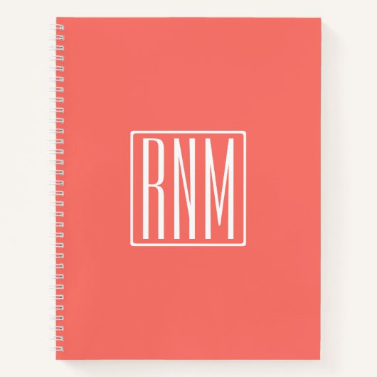 Initialmonogramm | Weiß auf Korallen Notizblock (Vorderseite)