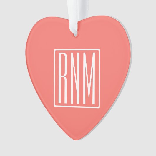 Initialmonogramm | Weiß auf Korallen Ornament (Vorderseite)