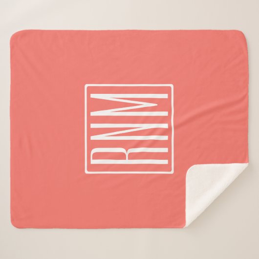 Initialmonogramm | Weiß auf Korallen Sherpadecke (Vorderseite (Horizontal))