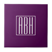 Initialmonogramm | White on Deep Lila Fliese (Vorderseite)