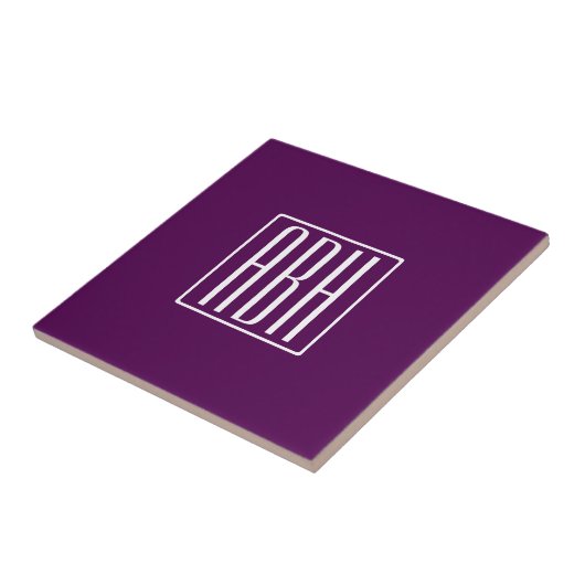 Initialmonogramm | White on Deep Lila Fliese (Seite)
