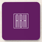 Initialmonogramm | White on Deep Lila Getränkeuntersetzer (Vorderseite)