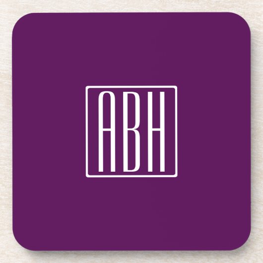 Initialmonogramm | White on Deep Lila Getränkeuntersetzer (Vorderseite)
