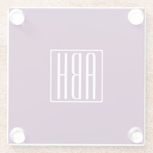 Initialmonogramm | White on Deep Lila Glasuntersetzer (Rückseite)